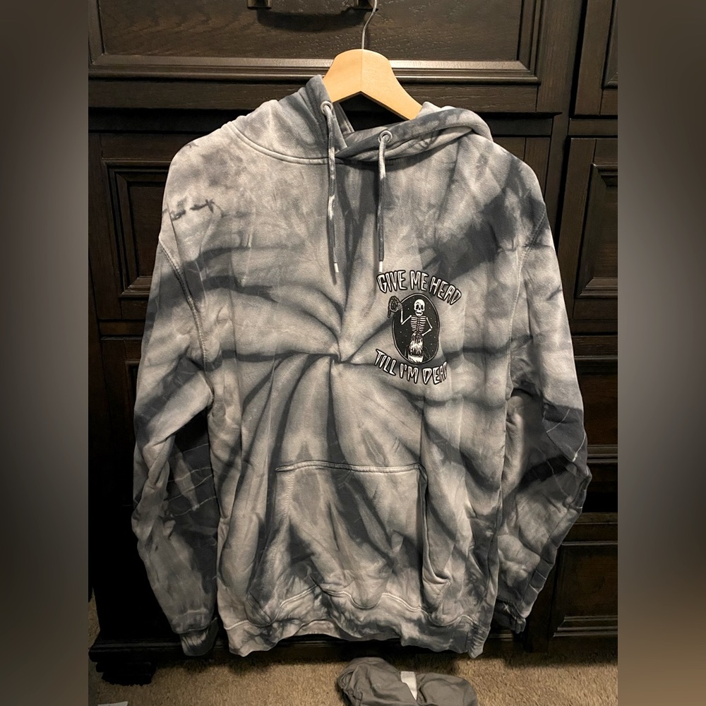 Assholes Live Forever Unisex Large Tie Dye Marble Black and White Hoodie